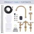 thumbnail image 7 of Wowow Gold Double Handle High-Arc Widespread Deck Mounted kitchen faucet filter for kitchen sink With Side Spray in Brass, 7 of 7