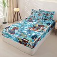 thumbnail image 2 of Homewish Cartoon Dachshund Zipper Twin Comforter Sets with Fitted Sheet and 2 Pillowcases,Surfboard Ocean Wave Zipper Bedding Set,Blue,Palm Tree Decor,Reversible,4pcs, 2 of 8
