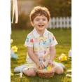 thumbnail image 3 of Caoirhny Toddler Baby Boys Easter Outfits Easter Egg Bunny Pattern Button Down Short Sleeve Shirt with Shorts 2 Pcs Set, 3 of 9