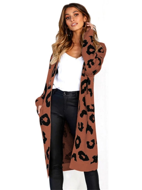 long leopard sweater cardigan