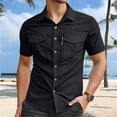 thumbnail image 2 of Men's Casual Slim Fit Button Up Shirt Breathable Micro Stretch Summer Shirt for Daily Wear Comfortable Lightweight Travel Shirt Mens Summer Lightweight Pullover Tee Shirts, 2 of 4