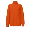 thumbnail image 4 of Lenpel Oversized Sweatshirt for Women Turtleneck Long Sleeve Casual Sweater Tops Fall Winter Pullover Sweatshirts(Orange,X-Large), 4 of 5