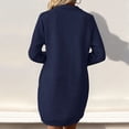thumbnail image 7 of Guieoi Dress for Women under $10.00 Plus Size Women's Winter Temperament Long Sleeves Head Cover Pocket Solid Color Dress Blue, 7 of 7