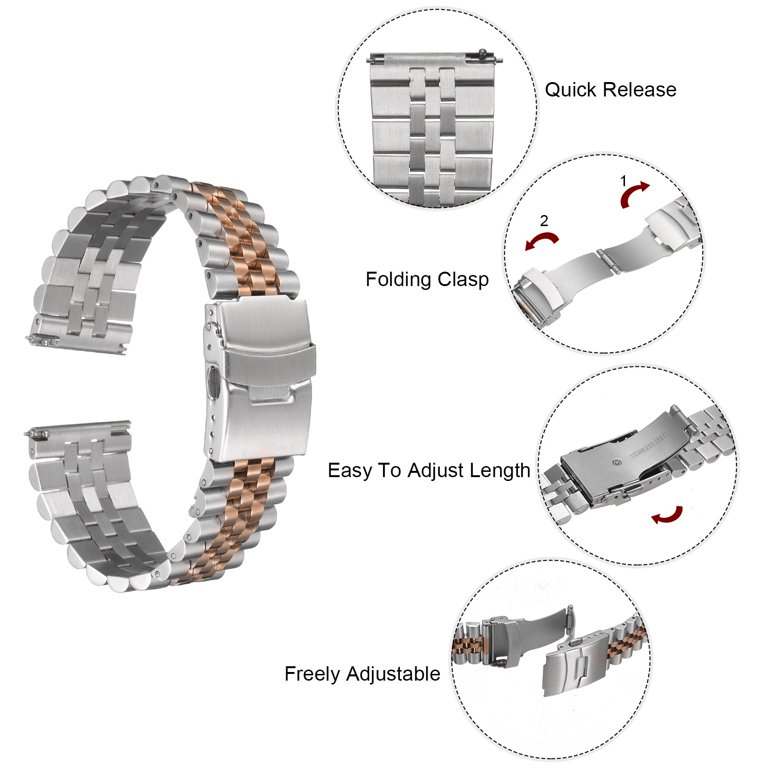 Uxcell Stainless Steel Mesh Watch Band 24mm Quick Release 