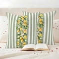 thumbnail image 3 of Sage Green Stripes Outdoor Waterproof Pillow Covers, Summer Spring Botanical Lemon Leaves Decorative Square Throw Pillowcase Sofa Cushion Sham for Patio/Couch/Chair, 16"x16" 2 Pack, 3 of 8