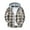#675-Brown, variant on Ceisia Men's Casual Plaid Patchwork Hooded Button-Up Long Sleeve Shirt Gift