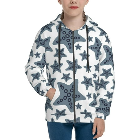 

Hoodies for Teen Girls Boys cute grey starfish Long Sleeve Youth Kids Essentials Zip Up Hoodie Lghtweight Fashion Hoodies & Sweatshirts Jacket Fall Winter Outfits Tops