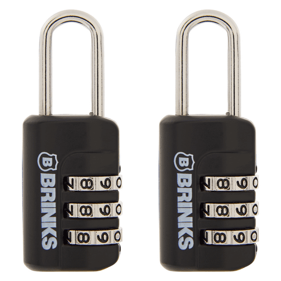 Brinks Zinc Diecast 22mm Combination Sport Padlock with 13/16in Shackle, 2 pack