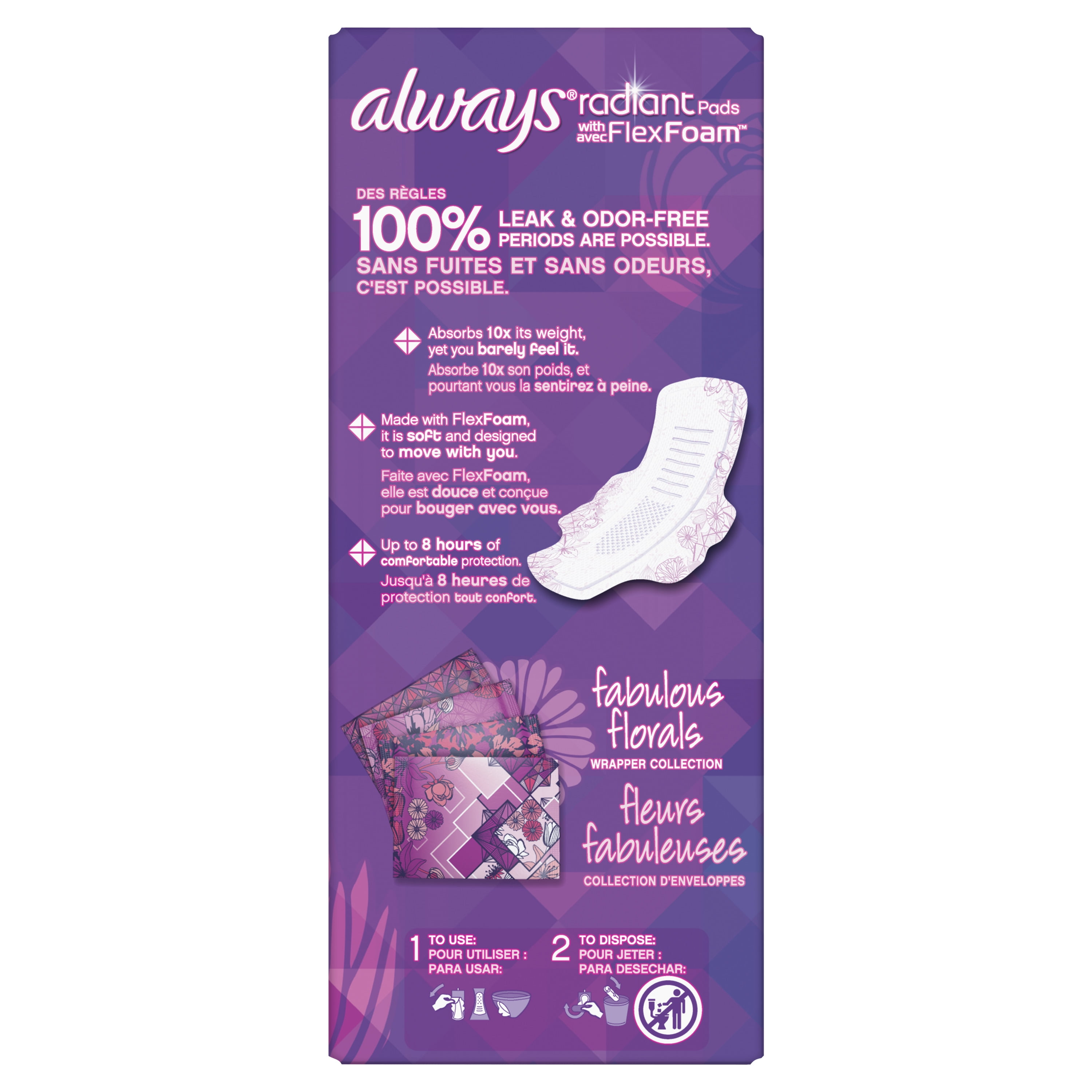 Always Radiant Extra Heavy Overnight Pads, Light Clean Scent, Size 5, 20 Ct