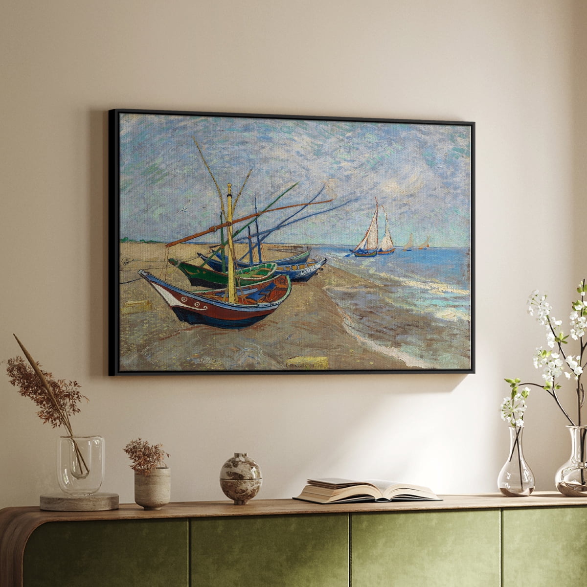 Vintage Landscape-CXLVIII By Wexford Home Framed in Black Wood Gallery Wrapped Canvas 25 in. x 37 in.