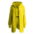 thumbnail image 5 of UAMVSH Fluffy Pajamas for Women Set 3 Piece Outfits Fleece Warm Hooded Coat Crop Tops with Shorts Matching Set Thick Comfy Sleepwear, 5 of 7