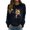 Dark Blue, variant on Cool Womens Hoodies Women's Casual Round Neck Raglan Long Sleeved Colorful Sunflower Cat Print Pullover Sweatshirt Sweater, Size XXL