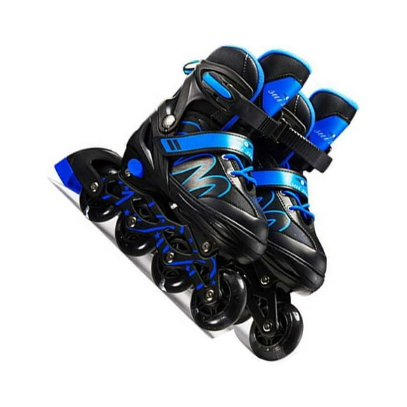 ZheElen Women Adjustable Inline Skates High Elasticity Wear-resistant Roller Skates Shockproof Skating Shoes Girls Beginners Blue/L