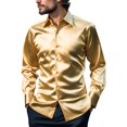 thumbnail image 2 of CENL Mens Casual Satin Silk Button Down Dress Shirt Slim Fit Party Long Sleeve Shirts, 2 of 9