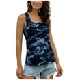 thumbnail image 2 of WNEGSTG Shirts for Women Camouflage Sleeveless Tops Vest O Neck T Shirt Wild Fashion Blouse, 2 of 7