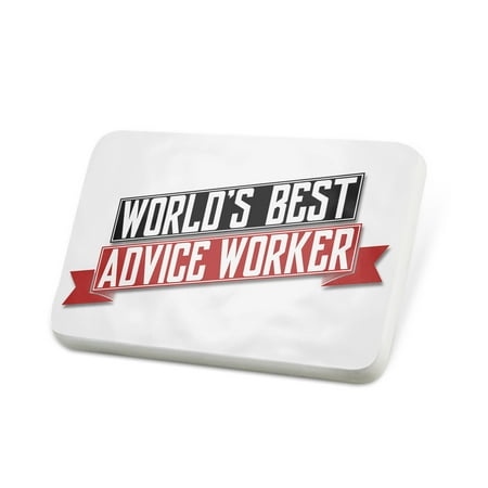 Porcelein Pin Worlds Best Advice Worker Lapel Badge –