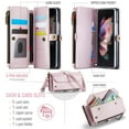 thumbnail image 3 of Dteck for Samsung Galaxy Z Fold 6 Case with RFID Blocking Wallet Case for Women Men, Shockproof PU Leather Magnetic Flip Strap Zipper Card Holder Phone Case,Pink, 3 of 7