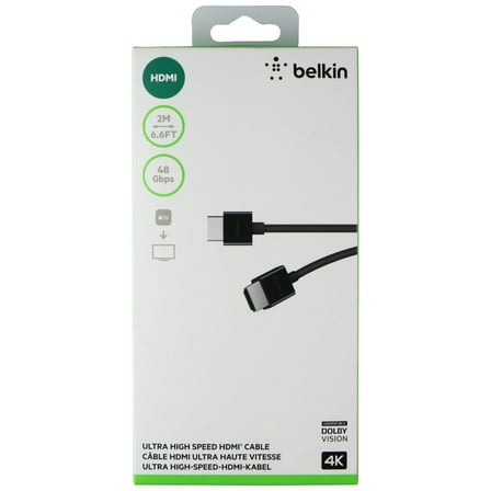 Belkin HDMI Audio/Video Cable - 6.56 ft HDMI A/V Cable for Apple TV, Audio/Video Device, TV, A/V Receiver, Notebook - First End: 1 x HDMI (Type A) Male Digital Audio/Video - Second End: 1 x HDMI (Type