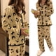 thumbnail image 4 of Conjunto de pijama de manga larga para mujer, ropa de dormir de dos piezas con botones y estampado de dibujos animados bonitos para primavera en casa, dibujos animados XL, 4 of 8