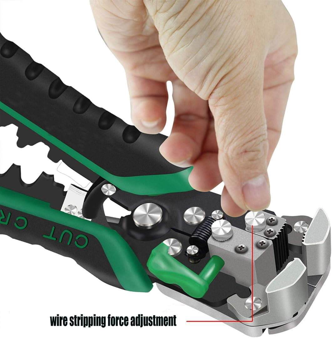8 In 1 Wire Stripper, Wire Stripping Tool with Voltage Tester & Cable Cutters & Plier & Splitting, Multifuncional Vise Grip for Worker