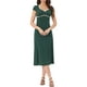 thumbnail image 2 of INSPIRAR CHIC Vestido Midi Clásico de Verano con Manga Corta Casual de Lunares para Mujeres M Verde Oscuro, 2 of 6