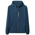 thumbnail image 3 of Dazajoo Mens UPF 50+ Hooded Top Lightweight Rash Guard Long Sleeve Shirt Jacket Quick Dry Full Zipper Hoodie Fishing Shirt,Navy,XXXXL, 3 of 9