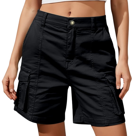 BOOMNY Womens Cargo Shorts Low Rise Baggy Shorts For Women Solid Color Lightweight Loose Fit Cozy Summer Dailywear