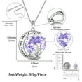 thumbnail image 4 of Juwaliy Moon Heart Mother Daughter Necklace 925 Sterling Silver Purple Alexandrite June Birthstone Pendant Jewelry Women Mom Christmas Mother's Day Gift, 4 of 7
