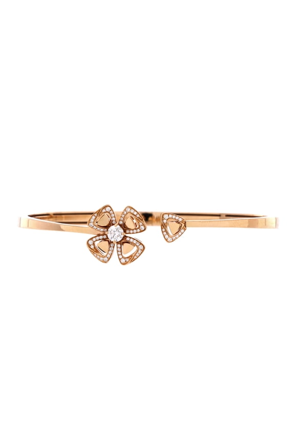 Pre-Owned Fiorever Bangle Bracelet 18K Rose Gold with Pave Diamonds By Rebag