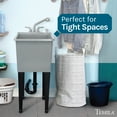 thumbnail image 3 of TEHILA Space Saver 16 Gallon Grey Utility Sink with Stainless Finish Pull-Out Faucet, 3 of 9