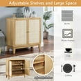 thumbnail image 4 of Versatile Rattan-Edged Hallway Storage Cabinet with Adjustable Shelves, Sturdy Rubber Wood and MDF Construction, Elegant Metal Pulls and Non-Slip Solid Wood Legs for Home Organization (B), 4 of 9
