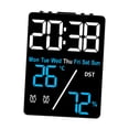 thumbnail image 2 of Reloj despertador digital, reloj de mesa electrónico, relojes de tiempo, moderna pantalla LED multiusos, 2 configuraciones de despertador para estudio Azul Digital Negro, 2 of 8