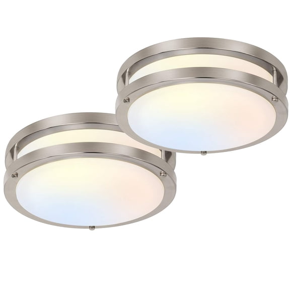 hykolity 13 inch Flush Mount LED Ceiling Light Fixture, 2700K/3000K/3500K/4000K/5000K Adjustable Ceiling Lights, Brushed Nickel S
