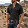 thumbnail image 2 of Kezqiaxn Mens Short Sleeve Shirts Summer Casual V-Neck Business Work Tops with Pockets Mens Shirt Plus Size Fashion, 2 of 6