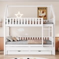 thumbnail image 3 of Euroco Wood Twin over Twin Bunk Bed with Trundle and Drawers, White, 3 of 11