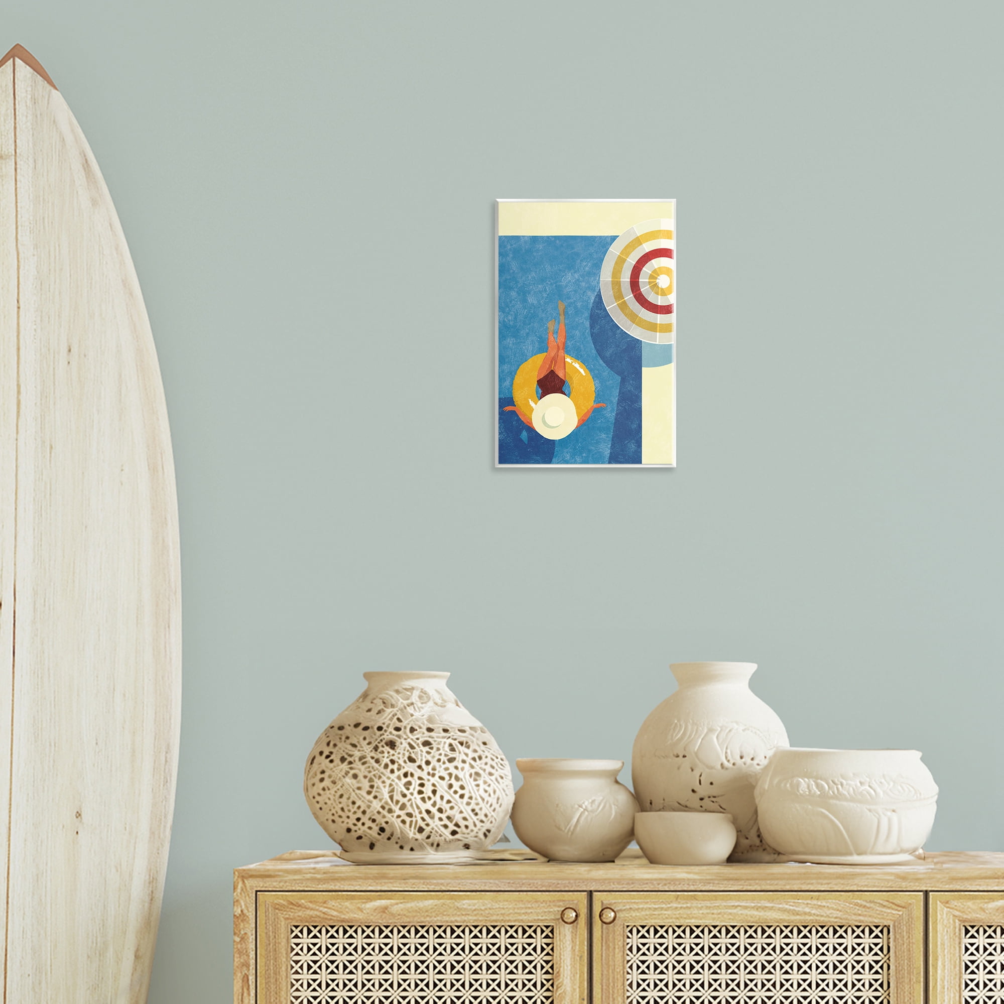 Stupell Industries Relaxing on Pool Float Novelty Painting Unframed Art Print Wall Art, 10 x 15
