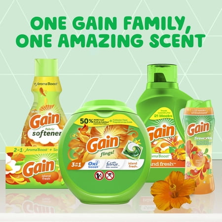 Gain Liquid Laundry Detergent, Island Fresh, 32 Loads, 46 fl oz