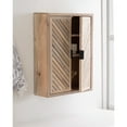 thumbnail image 3 of Kate and Laurel Mezzeta Decorative Modern Two-Door Floating Bathroom Cabinet, 22 x 7 x 28, Natural Wood, Decorative Solid Mango Wood Over the Toilet Storage Cabinet with Slatted Chevron Design, 3 of 9