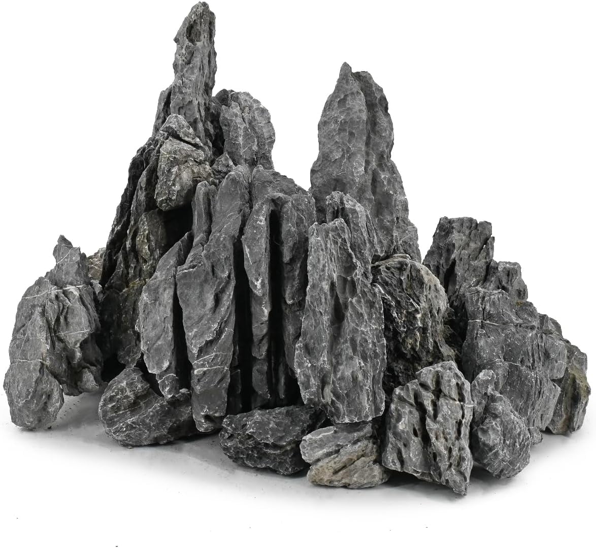 Aquarium Rocks Natural Seiryu Stone 20lb Aquascaping Rocks for Fish Tank Aquarium Landscaping Decoration Paludarium Amphibian Enclosures(3-10 Inches)