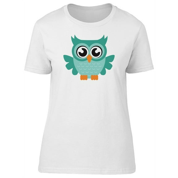 Cute Green Cartoon Owl T-Shirt Women -Image by Shutterstock, Female Medium