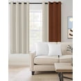 thumbnail image 2 of Boho Brown Leather Texture Blackout Curtains 45 Inches Long for Bedroom, Modern Yellow Striped Thermal Insulated Room Darkening Black Out Window Curtain Panels Grommet Drapes for Living Room, 2 of 8