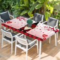 thumbnail image 2 of Red Pink Gnomes Valentines Table Cloths for 4 Foot Rectangle Tables, Love Heart Tree Roses Plaid Patio Waterproof Elastic Fitted Tablecloths, Washable Rectangular Table Cover for Camping, 2 of 8