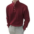 thumbnail image 1 of Aqestyerly Hauts pour Hommes Chemise Décontractée Unie Col en V Manches Longues Col Roulé, 1 of 6