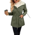 thumbnail image 2 of Women'S Warm Winter Coat Thicken Fleece Lined Parka Plus Size Jacket with Hood Green S, 2 of 9