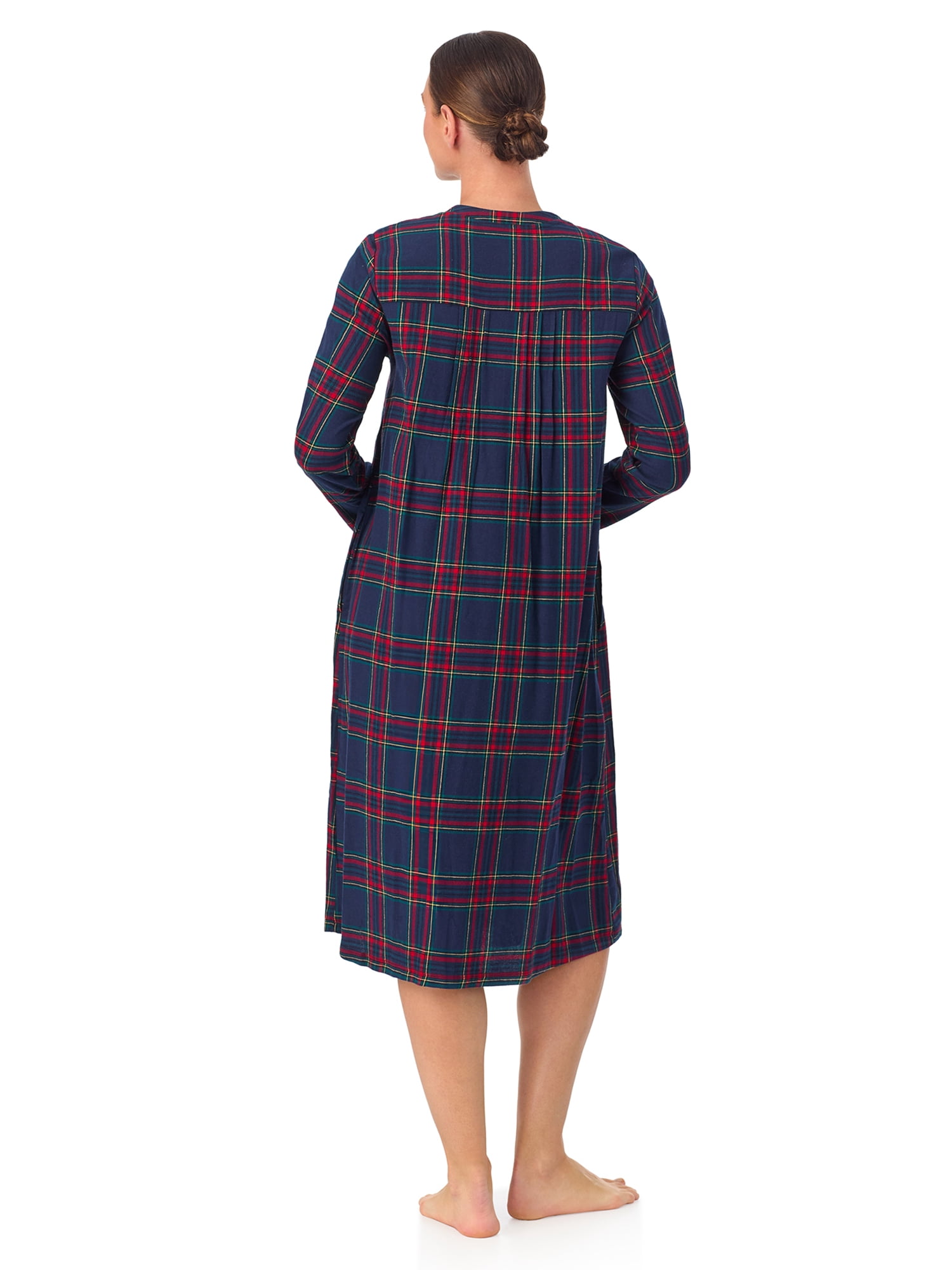 Aria Women’s 100% Cotton Woven Flannel Long Sleeve 44" Nightgown, Sizes XS-3X