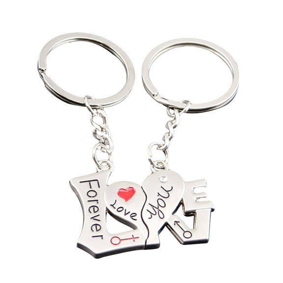 Xinyolin 1 Pair Fashion I Love You Forever Heart Couple Key Chain, Car Keyring Lover Gift