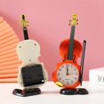 thumbnail image 4 of Simulation Violin Alarm Clock Musical Instrument Shape Table Clock Living Room Plastic Ornaments,White, 4 of 5
