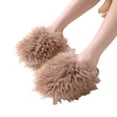 thumbnail image 4 of Mfakffe Womens Slippers Warm Fuzzy Soft Fashion Slippers Indoor Slip on Close Toe Comfortable Shoes Brown 5.5 Wide（EU:36）, 4 of 4