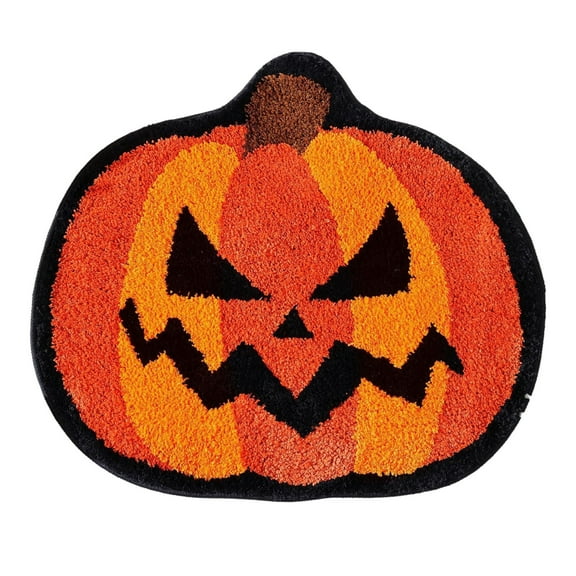 Halloween Bath Mat, Non-Slip Washable Faux Wool Rug for Bathroom, Tub & Shower, Multicolor Holiday Carpet for Entryway or Indoor Décor, 2 Sizes