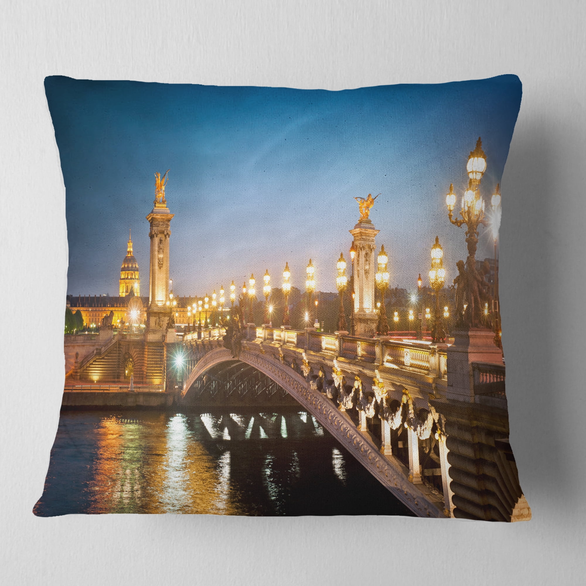 Designart Pont Alexandre III Bridge - Cityscape Photo Throw Pillow - 18x18